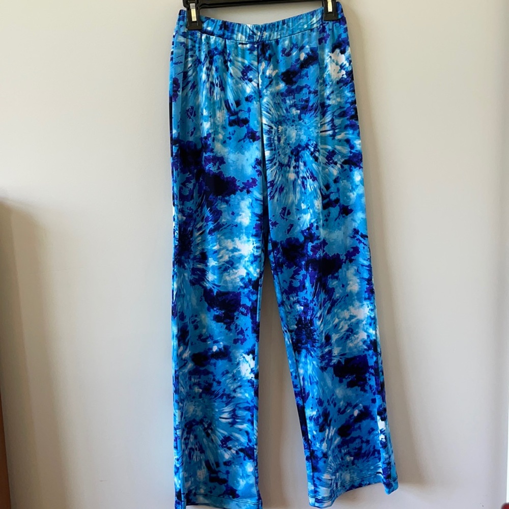 Blue tie dye palazzo pants